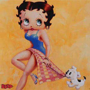 Betty Boop With Puppy Orange Background Pixelbook Skin
